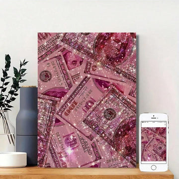 Glam money motivation print with magenta sparkle effect