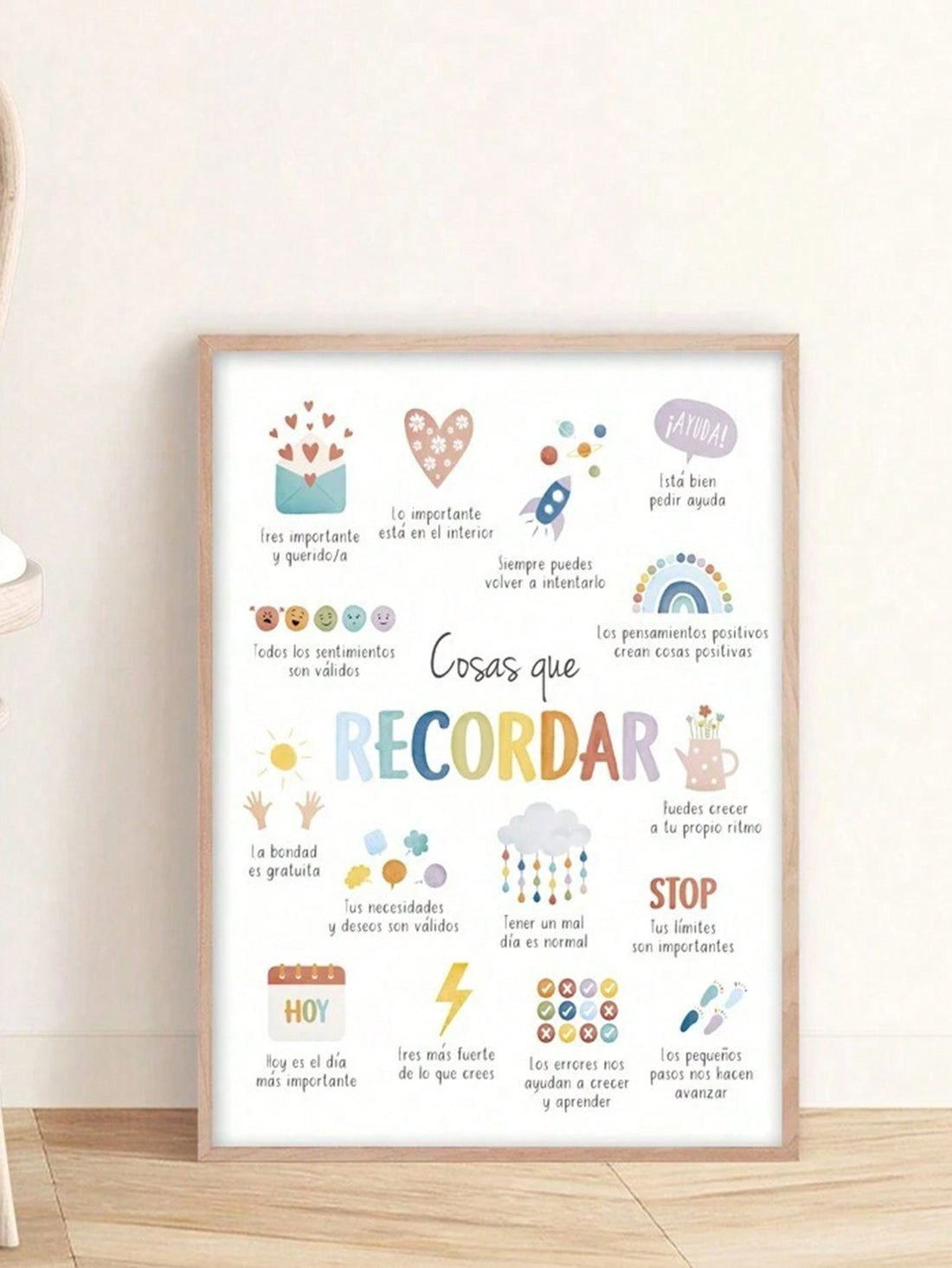 Spanish Quotes Wall Art for Kids offers thoughtfully designed canvas decor that brings inspiration and calm to therapy rooms and quiet spaces. Featuring uplifting messages in Spanish, this artwork supports emotional well-being and encourages positive thinking. Its vibrant yet soothing design makes it an ideal addition to environments focused on growth, healing, and relaxation for children.