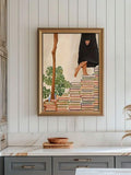 Blush reading nook poster shown in a neutral bedroom setting