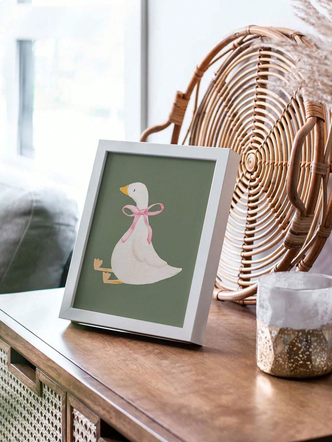 Add a touch of whimsy to your space with this Playful Goose Canvas Wall Art featuring a bold "Wow" speech bubble. Perfectly blending modern boho style with a fun, lighthearted vibe, this piece enhances any home or bar setting. Crafted on high-quality canvas, it offers vibrant colors and lasting durability, making it an eye-catching focal point that sparks conversation and brightens your decor.