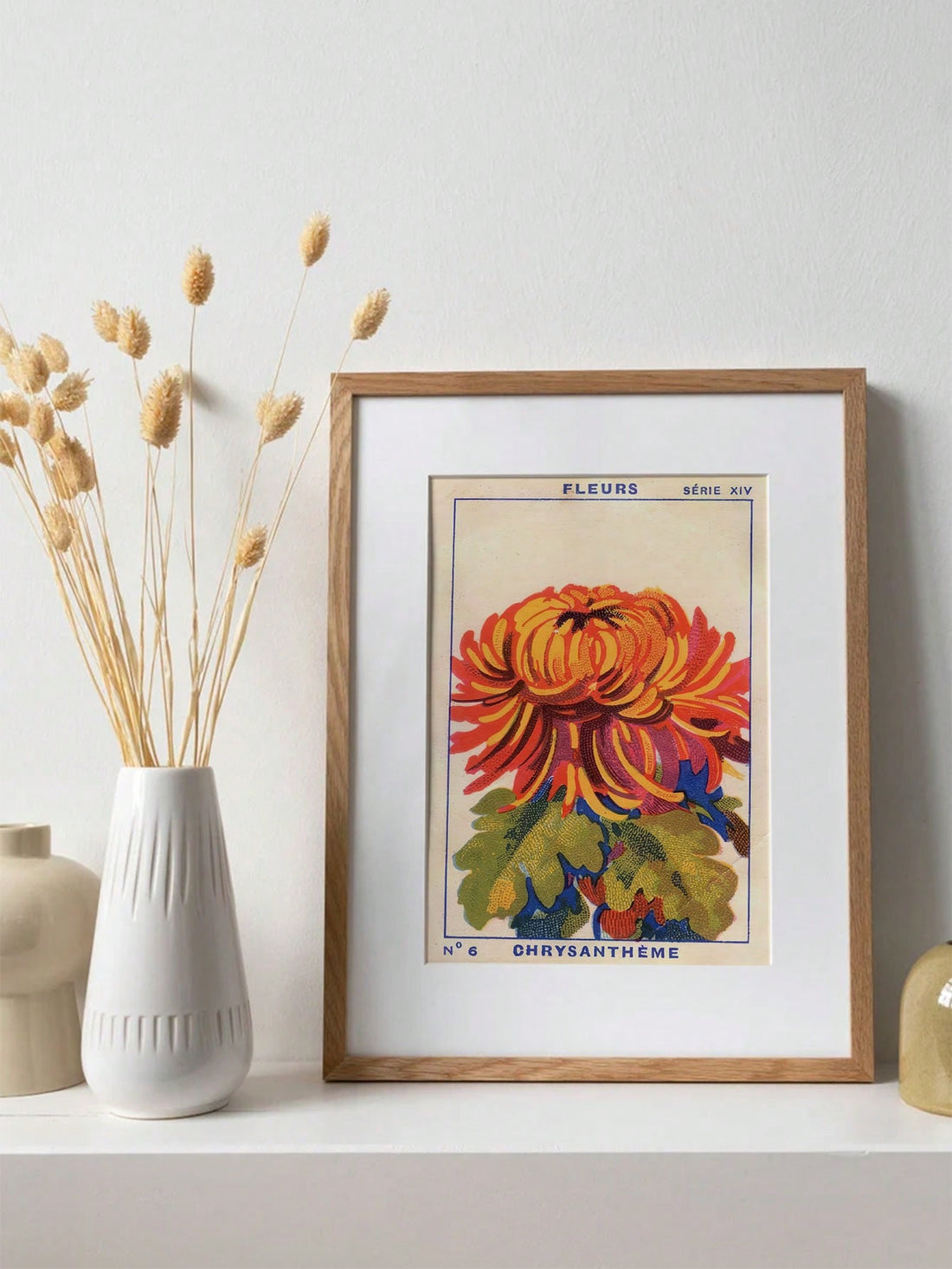 Transform your space with this striking retro chrysanthemum poster, a bold statement piece that brings vintage charm and contemporary flair to any room.