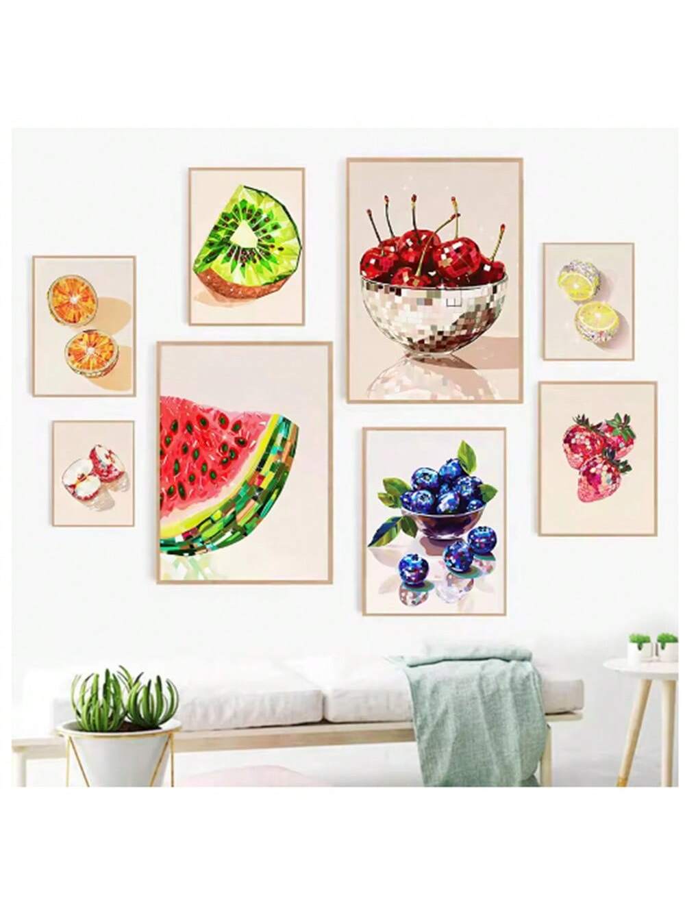 Transform your kitchen or restaurant into a rustic paradise with our Frameless Vintage Fruit Art. Featuring the vibrant hues of strawberry, kiwi, cherry, and more, this art adds a touch of color and charm to any space. No frame needed - just hang and enjoy the inviting atmosphere.