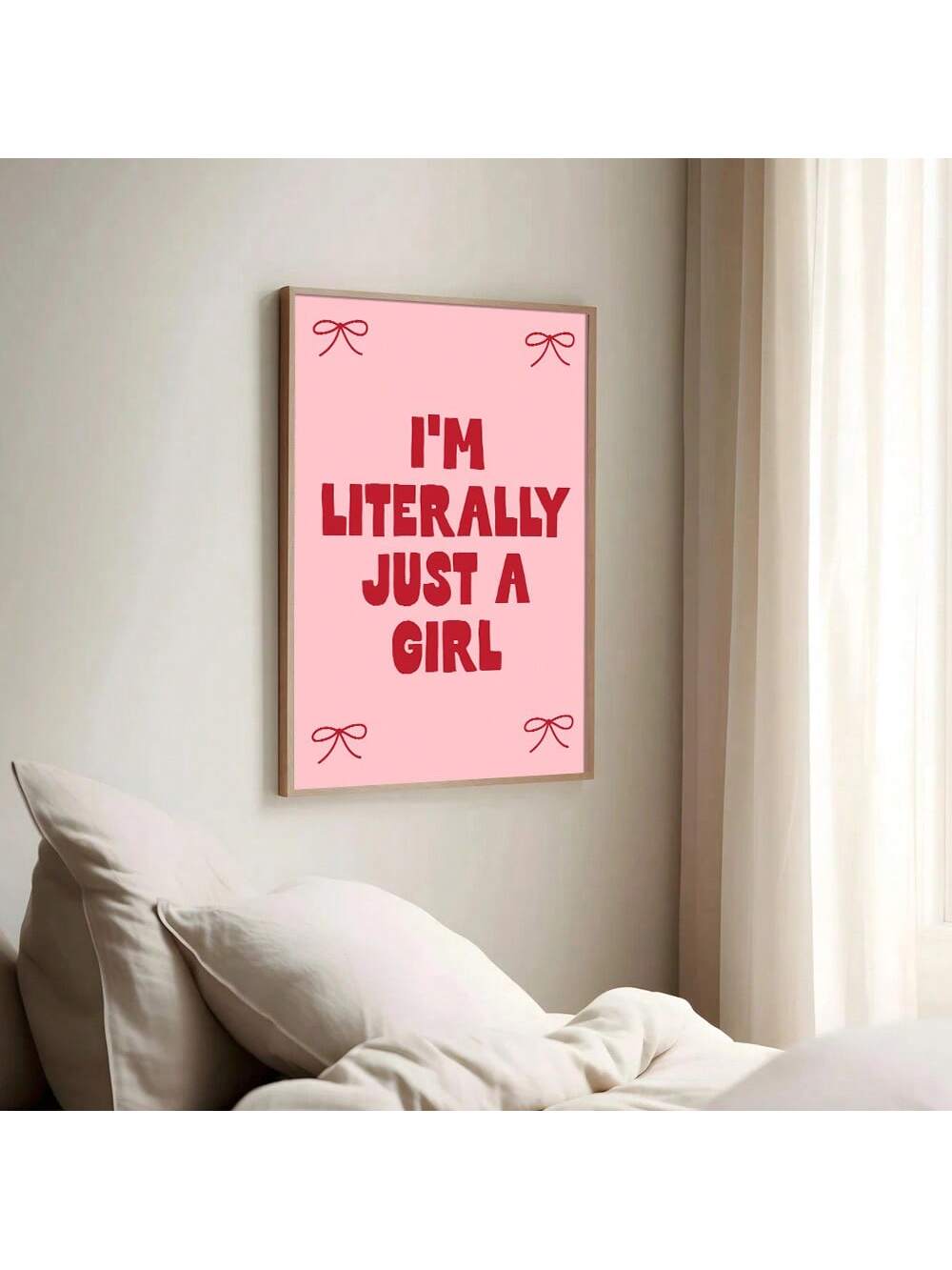 Introducing our "I'm Literally Just a Girl" art print! This chic and trendy typography print is the perfect addition to any room decor. With its bold pink font and empowering message, it's sure to add a touch of style and inspiration to your space. Bring out your inner girl power with this must-have art print.