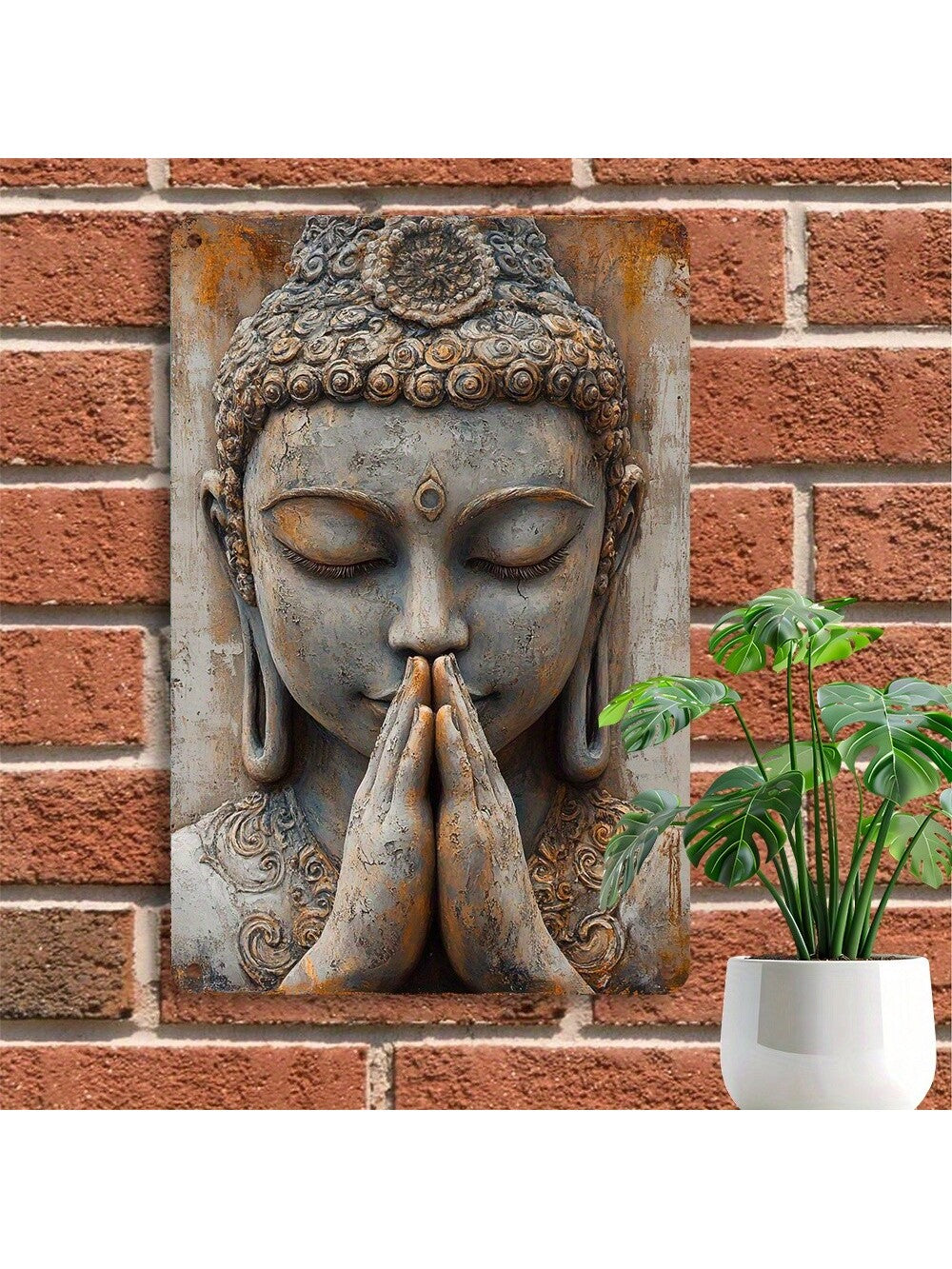 Elevate your living space with this Elegant Vintage Gold Metal Leaf Buddha Wall Art. Crafted with meticulous attention to detail, its gold metal leaf finish adds a timeless, sophisticated touch to any home or garden. This piece not only enhances your décor but also brings a serene, contemplative ambiance, making it ideal for creating a peaceful environment. Durable and artfully designed, it serves as a refined focal point that complements both traditional and modern settings.