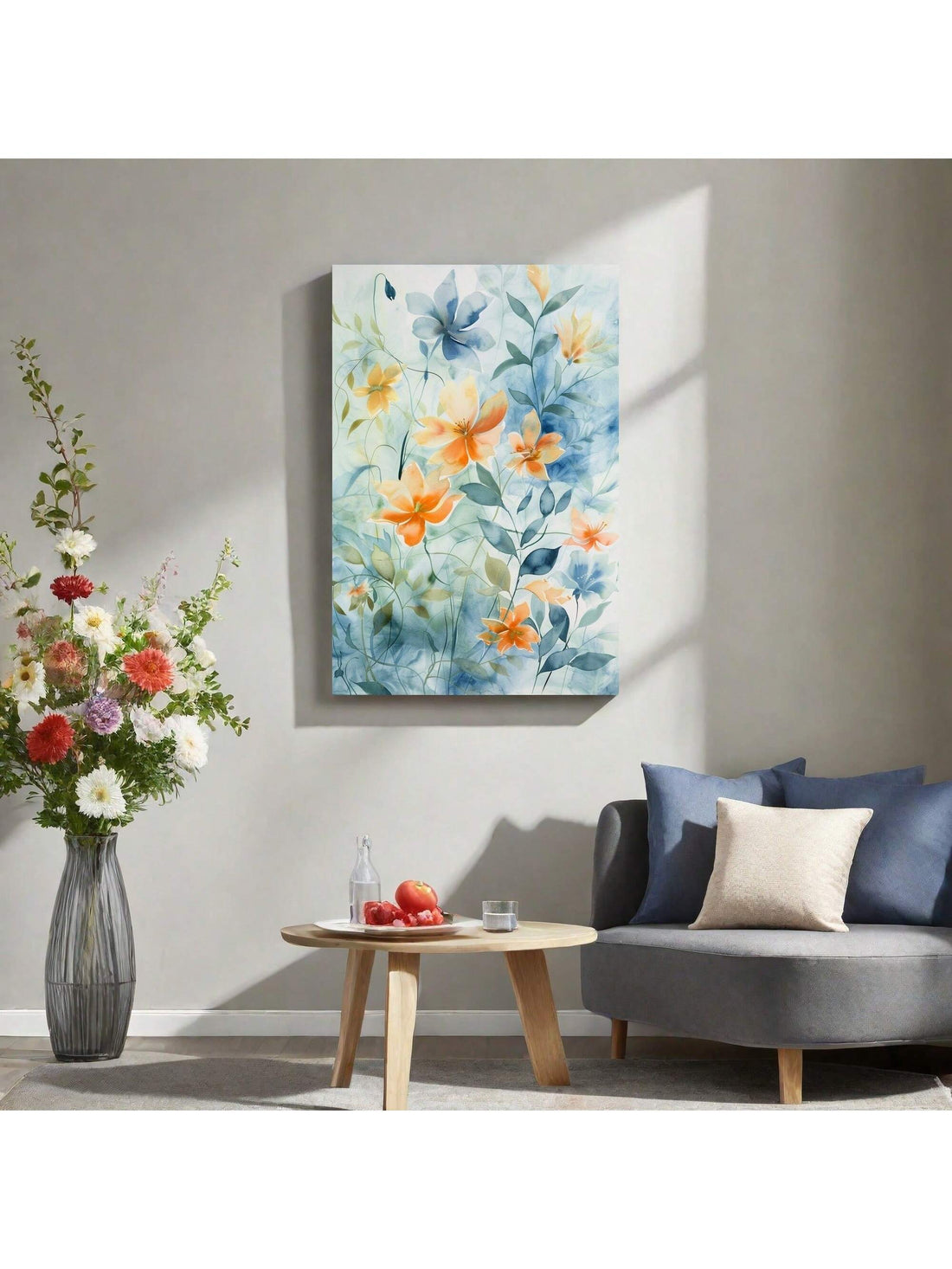 Enhance your bedroom and living room decor with this elegant canvas art featuring charming watercolor flowers. Measuring 16x24 inches, this poster is the perfect size to add a touch of beauty to any space. Crafted with high-quality materials, it will bring a calming and sophisticated atmosphere to your home.