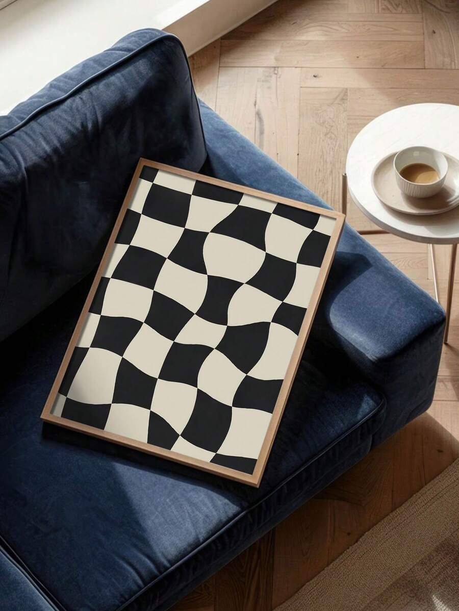 Abstract red and black geometric wall art
