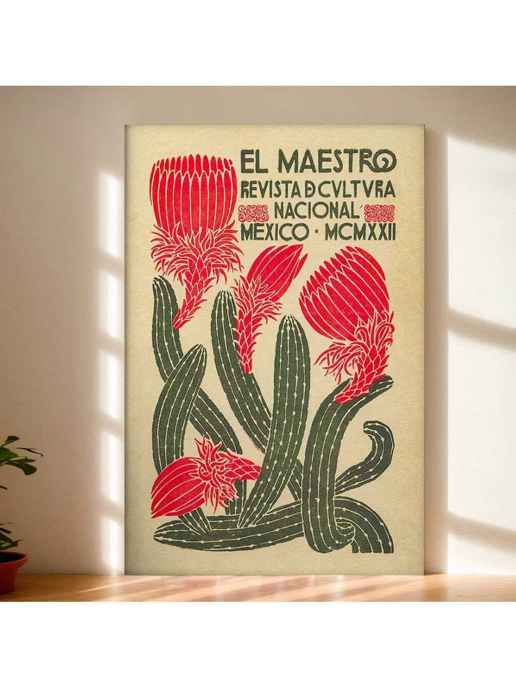 Travel back in time with our Vintage Cactus Wall Art Poster featuring a hand-drawn design of El Maestro, a key figure in Mexican culture. This unique piece combines art and travel, making it the perfect addition to any home or office. Celebrate Mexican heritage with this one-of-a-kind decor.