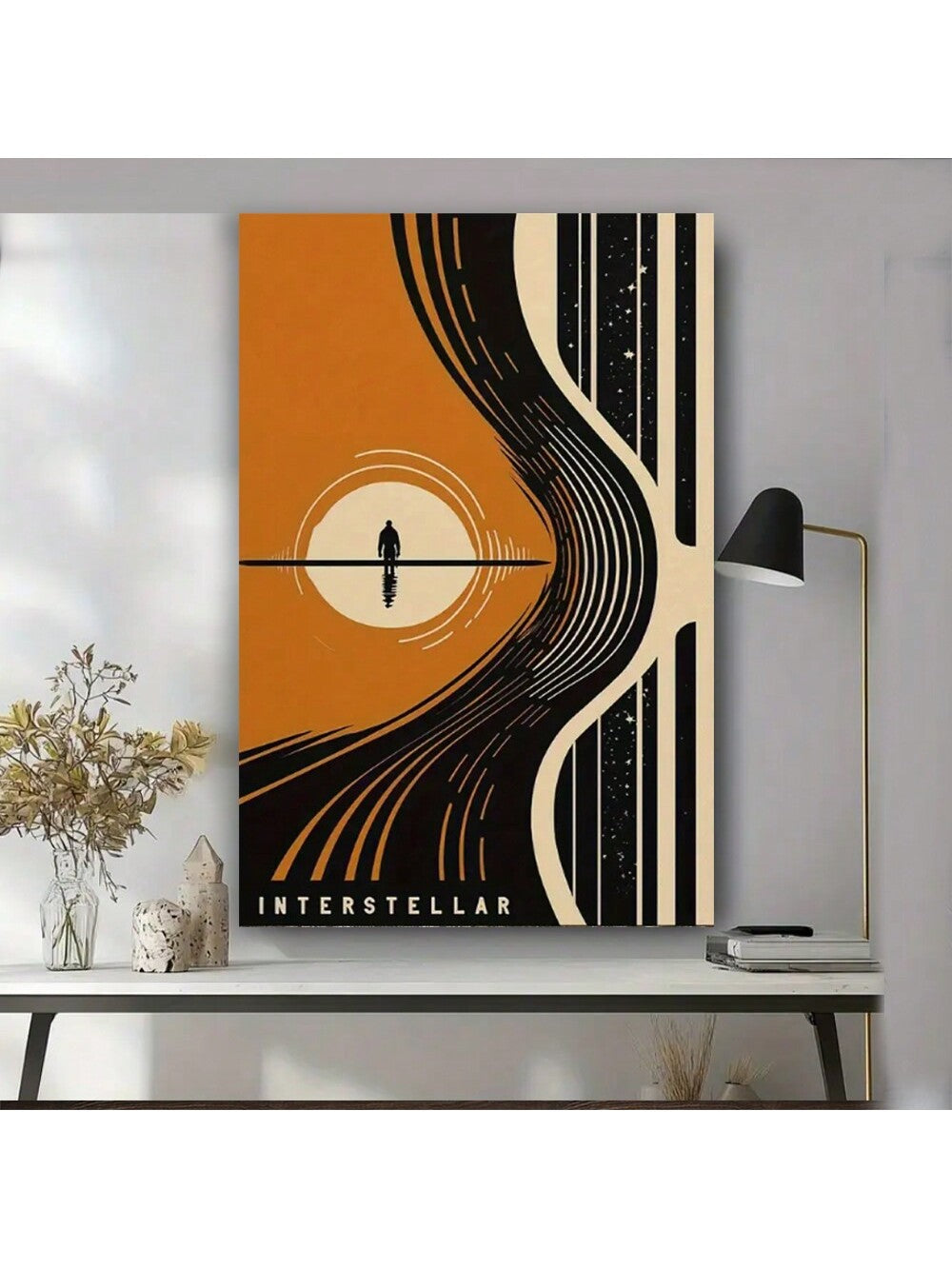 Enhance your retro home decor with this expertly crafted Vintage Interstellar Movie Poster. Featuring a wooden frame and canvas wall art, this poster will transport you to the world of interstellar travel and inspire your inner space explorer. Made with vintage printing techniques, this piece is a stunning addition to any space lover's collection.