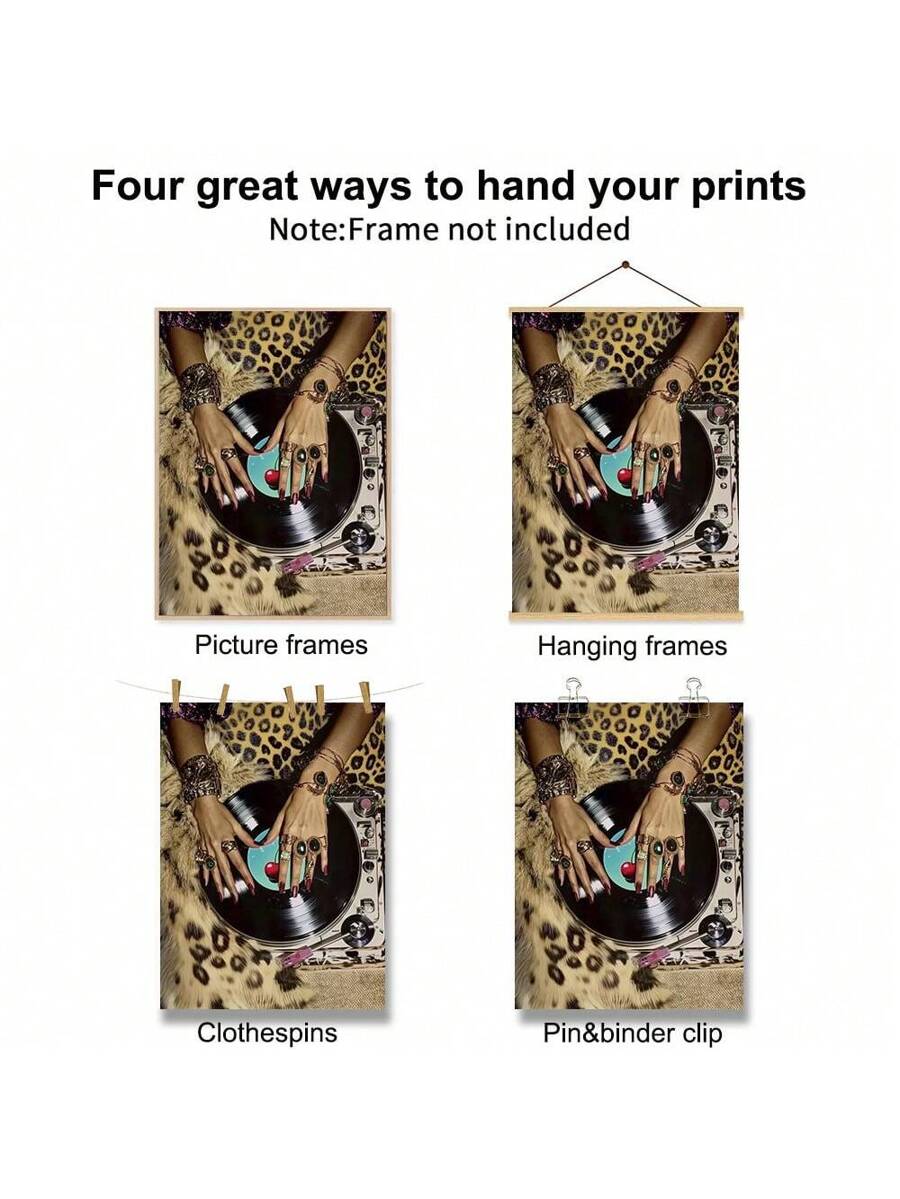 Hanging options graphic showing picture frame hanging frame clothespins and binder clip display methods