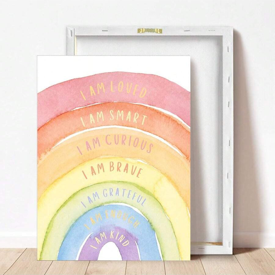 Create a positive atmosphere in your home or office with our Motivational Rainbow Watercolor Canvas Wall Art. Featuring beautiful watercolor designs and uplifting affirmations, this piece provides a daily reminder to stay motivated and focused. Perfect for any room and a great way to add color to your space.