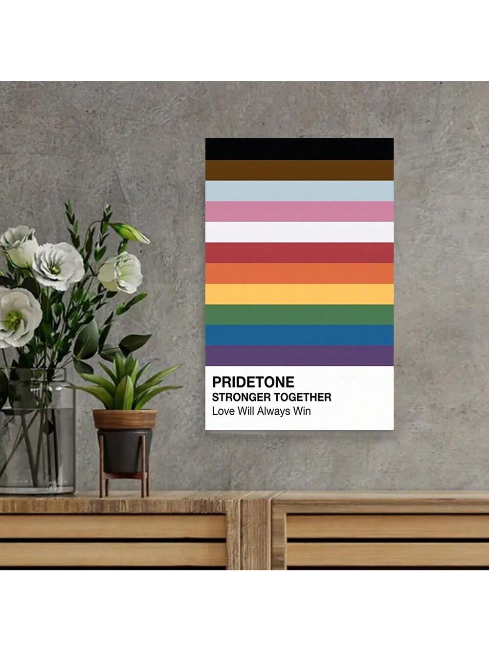 Enhance the beauty of your home with our Framed Unity Is Strength LGBT Pride Canvas Poster. Celebrate love and unity with this stunning wall art, perfect for newlyweds and anniversaries. Made with high-quality materials, it also makes a thoughtful gift. Display your support and style with this meaningful and timeless piece of home decor.