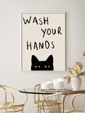 Canvas size guide comparing four handwashing cat poster dimensions