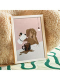 Unframed sleeping kitten poster shown as rolled canvas option