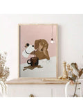 Canvas texture detail for cozy cat poster print