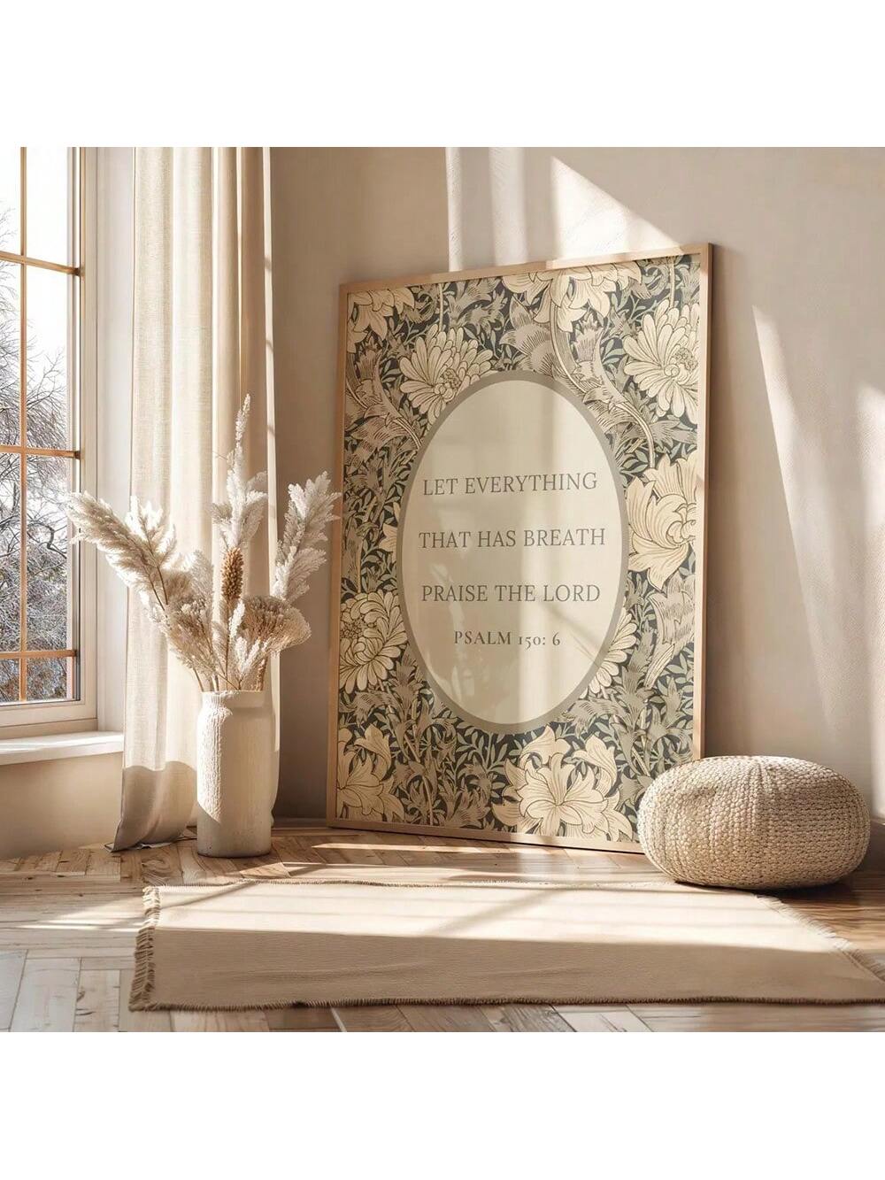 Elevate your home décor with this beautiful unframed canvas print featuring a minimalist floral design and an inspiring Psalm quote. Perfect for adding a touch of elegance and faith to any room. Made with high-quality materials for long-lasting beauty. Bring a sense of serenity and style to your home with this stunning Christian art poster.