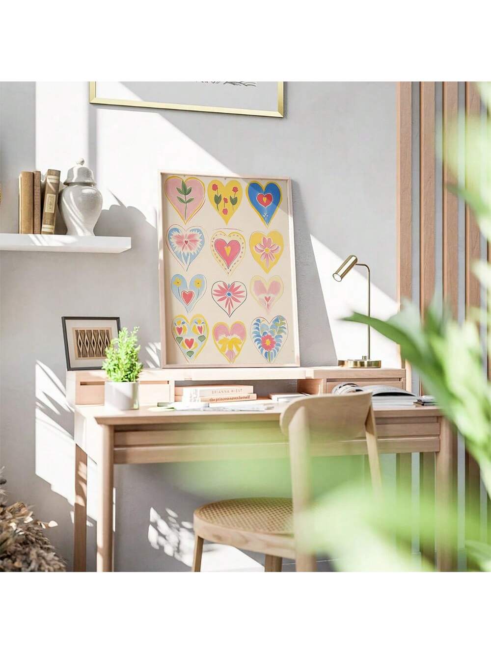 This Vintage 70s Hearts Love Poster adds a touch of romance to any bedroom decor. With its charming cottagecore design, this wall art is perfect for creating a cozy and inviting atmosphere. Bring back the nostalgia of the 70s with this vintage-inspired poster.