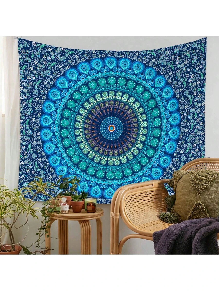 Bohemian tapestry displayed as beach and daily home decor accent