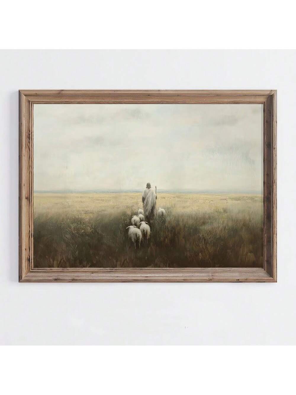 Bring spiritual warmth to your living space with this rustic canvas poster featuring a timeless depiction of Jesus with sheep. The vintage aesthetic seamlessly complements modern interiors, offering a meaningful focal point that celebrates faith and pastoral imagery. Printed on quality canvas with earthy tones and weathered details, this unframed piece provides flexibility for custom framing that matches your décor style. Perfect for bedrooms, living rooms, or prayer spaces, it serves as a daily reminder of