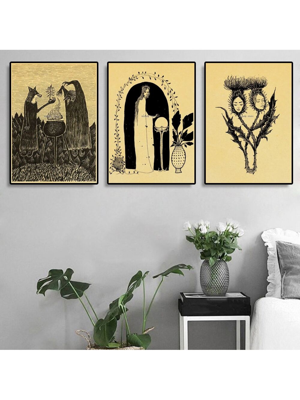 Transform your space with these captivating vintage abstract witch wall art posters, designed to infuse your home or bedroom with mystical charm. Featuring enchanting forest witchcraft imagery rendered in a sophisticated abstract style, each piece combines earthy tones and ethereal elements that evoke the magic of nature. Perfect for creating a moody, atmospheric aesthetic, these posters appeal to those drawn to witchy decor, occult symbolism, and bohemian design.