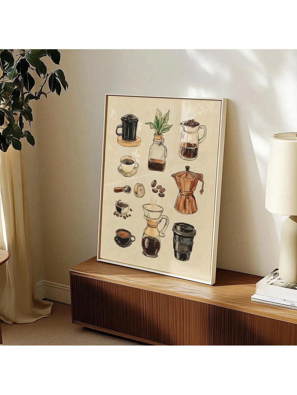 Enhance your home decor with this unframed retro coffee chart canvas poster. Made for coffee lovers and featuring a minimalist design, this wall art adds a touch of nostalgia and sophistication to any space. A perfect addition for those looking to elevate their interior design with a love for coffee.