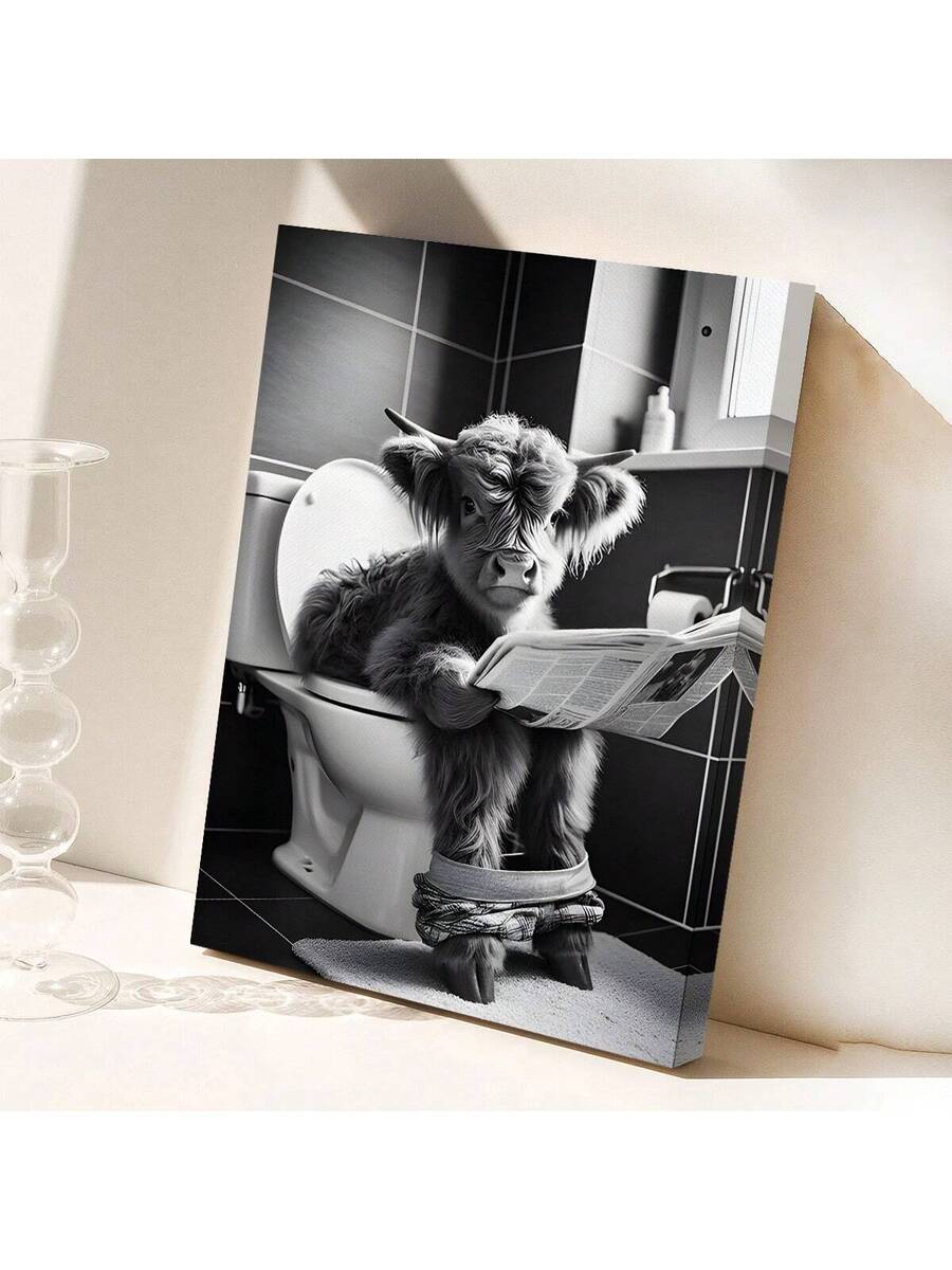 Add a quirky touch to your bathroom with this Humorous Tabby Cat on Toilet canvas wall art. Designed in a mid-century modern style, it combines playful charm with sophisticated aesthetics, perfect for adding character to your space. This unique piece makes an excellent gift for cat lovers and anyone who appreciates distinctive home décor that sparks conversation. Crafted with attention to detail, it effortlessly enhances your bathroom’s ambiance with a subtle blend of humor and style.