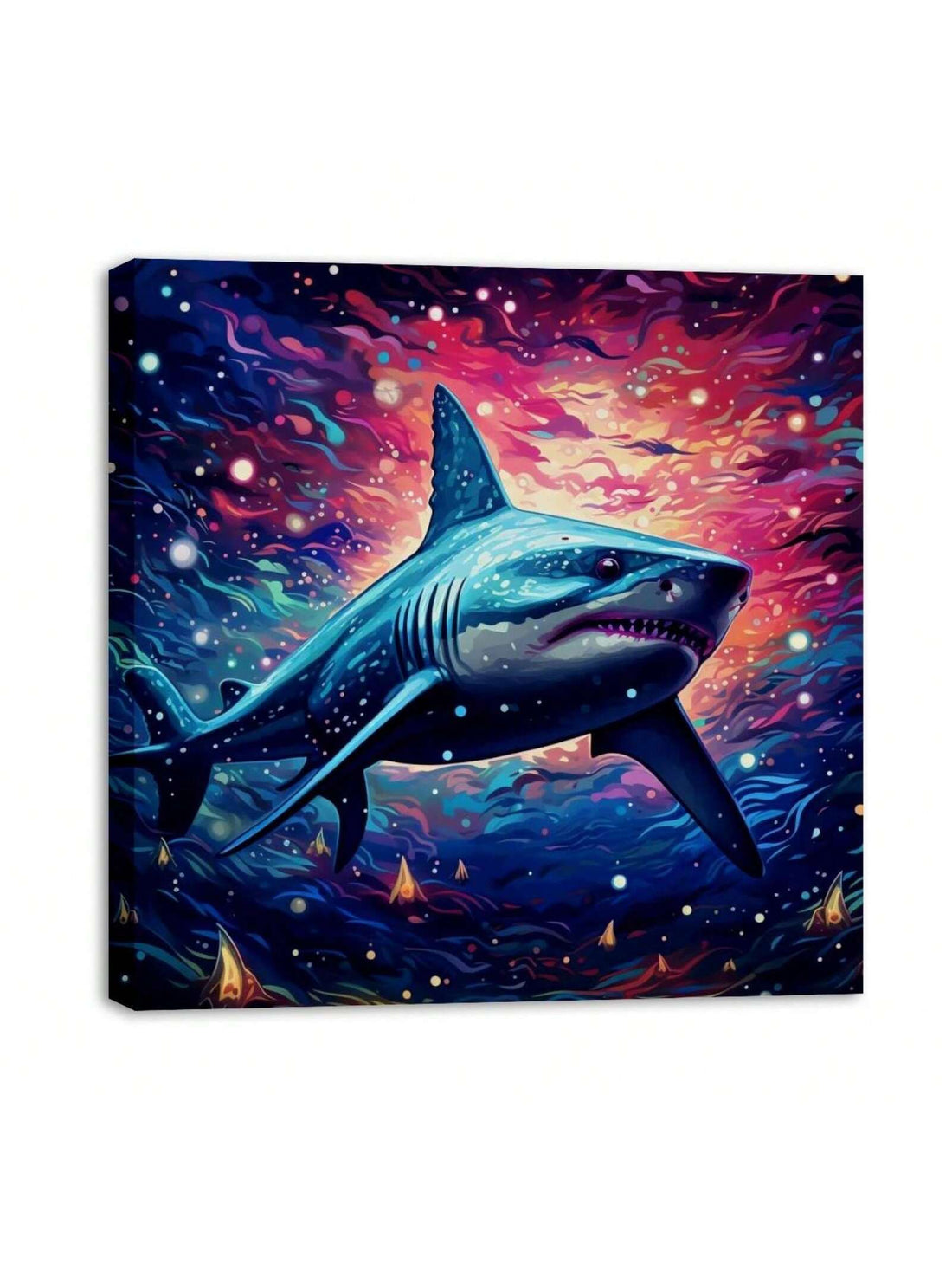 Experience the beauty of the ocean in your own home with our Stunning Shark Pattern Framed Canvas Wall Art. Featuring a unique shark pattern, this high-quality canvas will add a touch of elegance and adventure to any room. Elevate your home decor with this stunning piece.