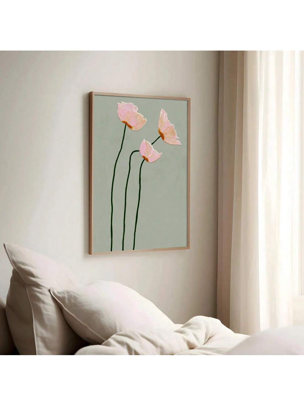 Elevate your rustic home decor with this unframed vintage poppies floral wall art, expertly crafted in a minimalist Japandi style. The canvas print combines subtle elegance with natural simplicity, making it a refined choice for those seeking a harmonious blend of Japanese and Scandinavian aesthetics. Its timeless floral design adds a serene touch to any space, enhancing ambiance without overwhelming. Ideal for creating a calm, balanced environment, this piece complements a variety of interior styles with u