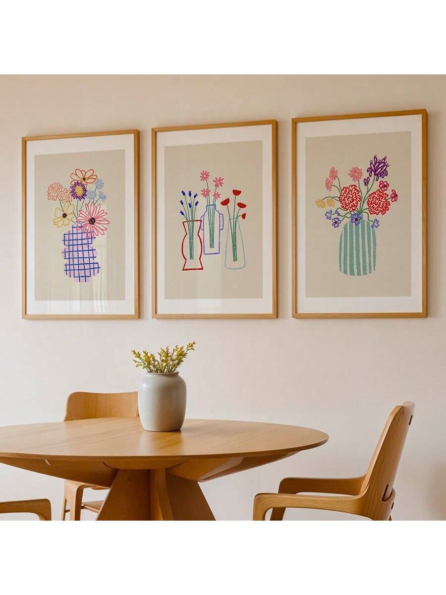 Elevate your living space with this set of three retro abstract floral canvas posters. Featuring a harmonious blend of pastel colors and modern design, these artworks bring a sophisticated yet vibrant touch to any room. Perfect for adding depth and character to your home decor, each piece is crafted to complement a variety of interior styles while creating a calming, artistic atmosphere.