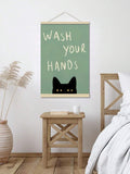 Cat reminder canvas shown with four size choices from 20 by 30 to 50 by 70 cm