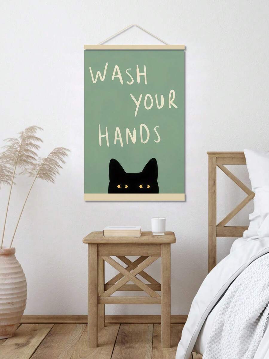 Cat reminder canvas shown with four size choices from 20 by 30 to 50 by 70 cm