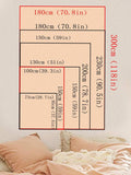 Size chart showing multiple tapestry dimensions in cm and inches