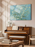Cream floral bird canvas detail with branches blossoms birds butterflies and warm vintage palette