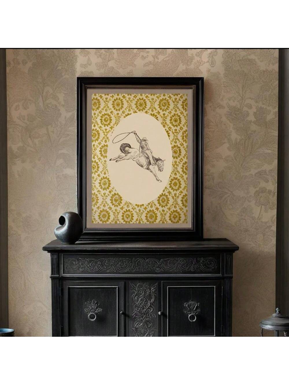 Transform your space with this sophisticated Vintage Cowboy Canvas Print. Unframed for versatile styling, this retro artwork merges classic Western imagery with contemporary design sensibilities. The high-quality canvas reproduction delivers exceptional detail and rich coloration, making it an ideal statement piece for living rooms, offices, or hallways seeking a touch of nostalgic Americana with modern appeal.