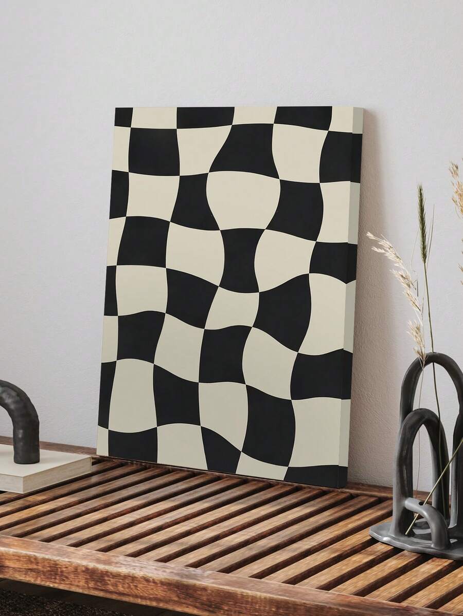 Organic geometric canvas decor for a living room
