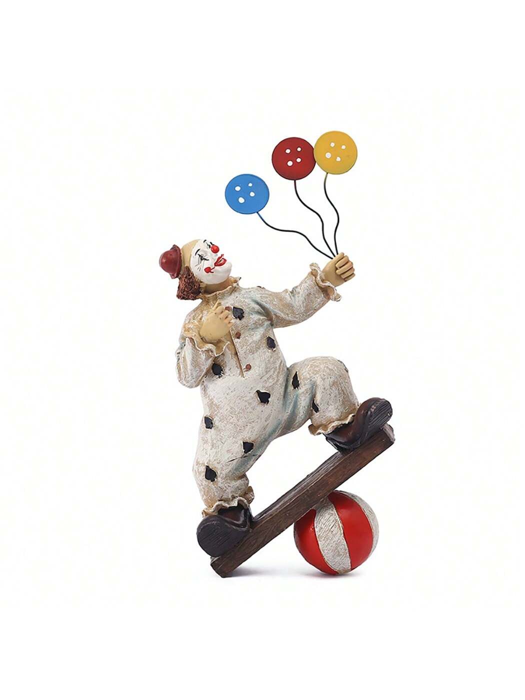 This Whimsical Clown-Style Art Statue brings a touch of playfulness to any living room or office decor. Expertly crafted with intricate details, this unique figurine showcases your love for the arts while adding a whimsical touch to your space. Elevate your home or office with this one-of-a-kind piece.