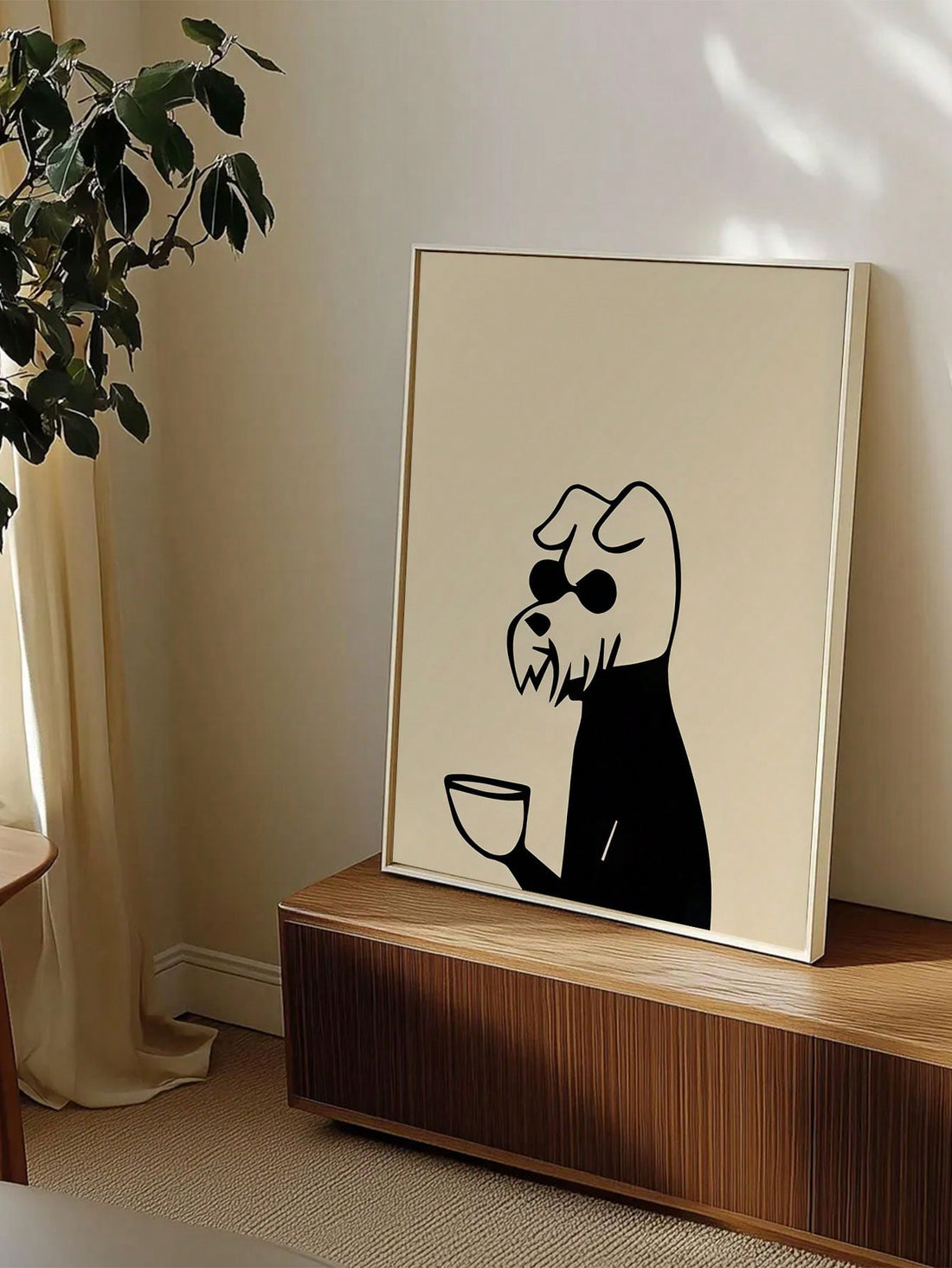 Add a touch of whimsy to your living space with this distinctive canvas print featuring a dog enjoying coffee. The modern aesthetic combines playful charm with contemporary design elements, making it an ideal statement piece for any room. This high-quality canvas print serves as both sophisticated wall art and a conversation starter, perfectly complementing various home décor styles while expressing your unique personality.
