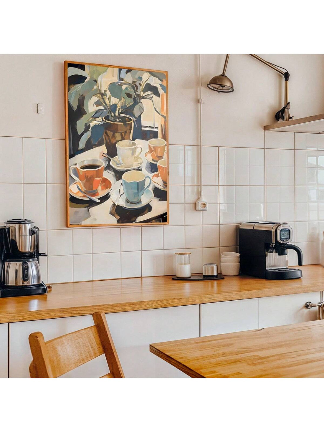 Enhance your kitchen or living space with this Vintage Coffee Cups Canvas Wall Art. Featuring a timeless design, this decorative painting adds a warm, nostalgic touch to your home. Crafted on high-quality canvas, it is lightweight and easy to hang, making installation effortless. Perfect for coffee lovers seeking to blend style and comfort, this artwork complements various interior themes while creating an inviting atmosphere.