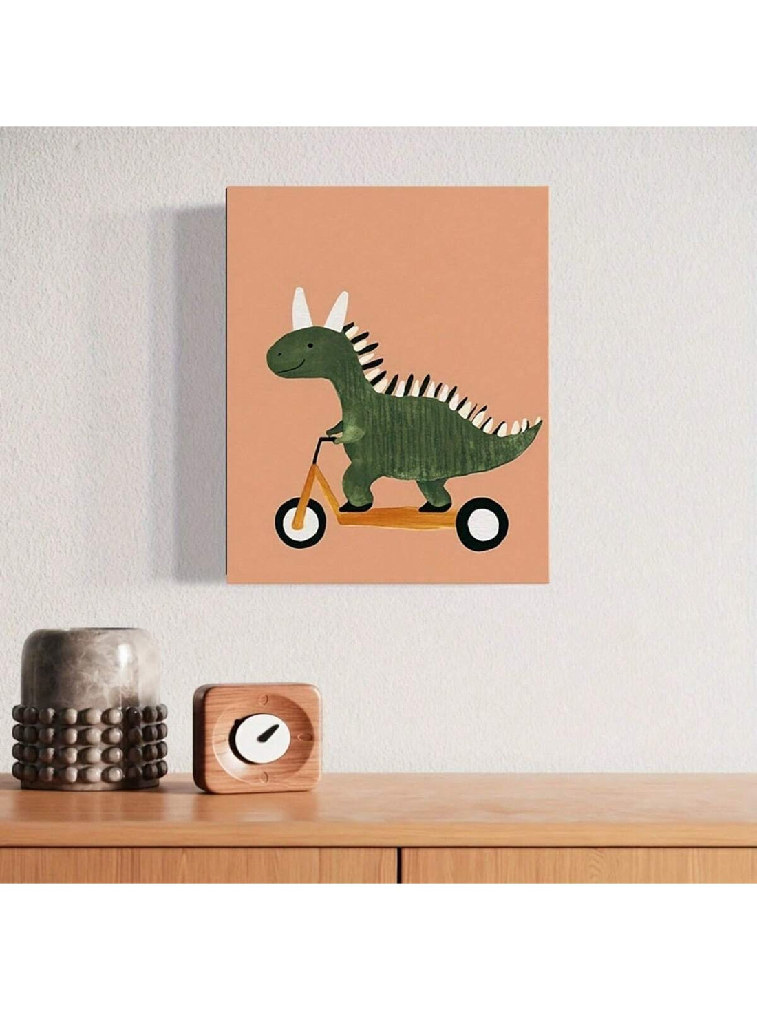 Transform your toddler’s room with this expert-designed Playful Dinosaur Canvas Wall Art. Measuring 11.8 by 15.7 inches and beautifully framed, it adds a vibrant, engaging touch to nursery decor. Crafted for durability and visual appeal, this artwork creates a stimulating environment that encourages imagination and joy, perfect for young children’s spaces.