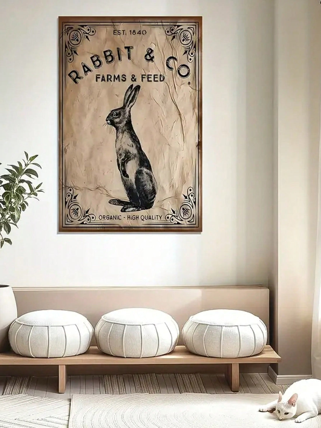 Enhance your kitchen or living room with the Vintage Rabbit Farm Feed Framed Canvas Art, a thoughtfully crafted piece that brings a rustic charm to any space. Featuring a classic farm feed design, this framed canvas art adds a touch of countryside authenticity and warmth. Its timeless aesthetic complements farmhouse, country, and vintage-inspired interiors, making it an expert choice for creating a cozy, inviting atmosphere. Durable and ready to hang, it’s an ideal decor addition for those seeking to blend 