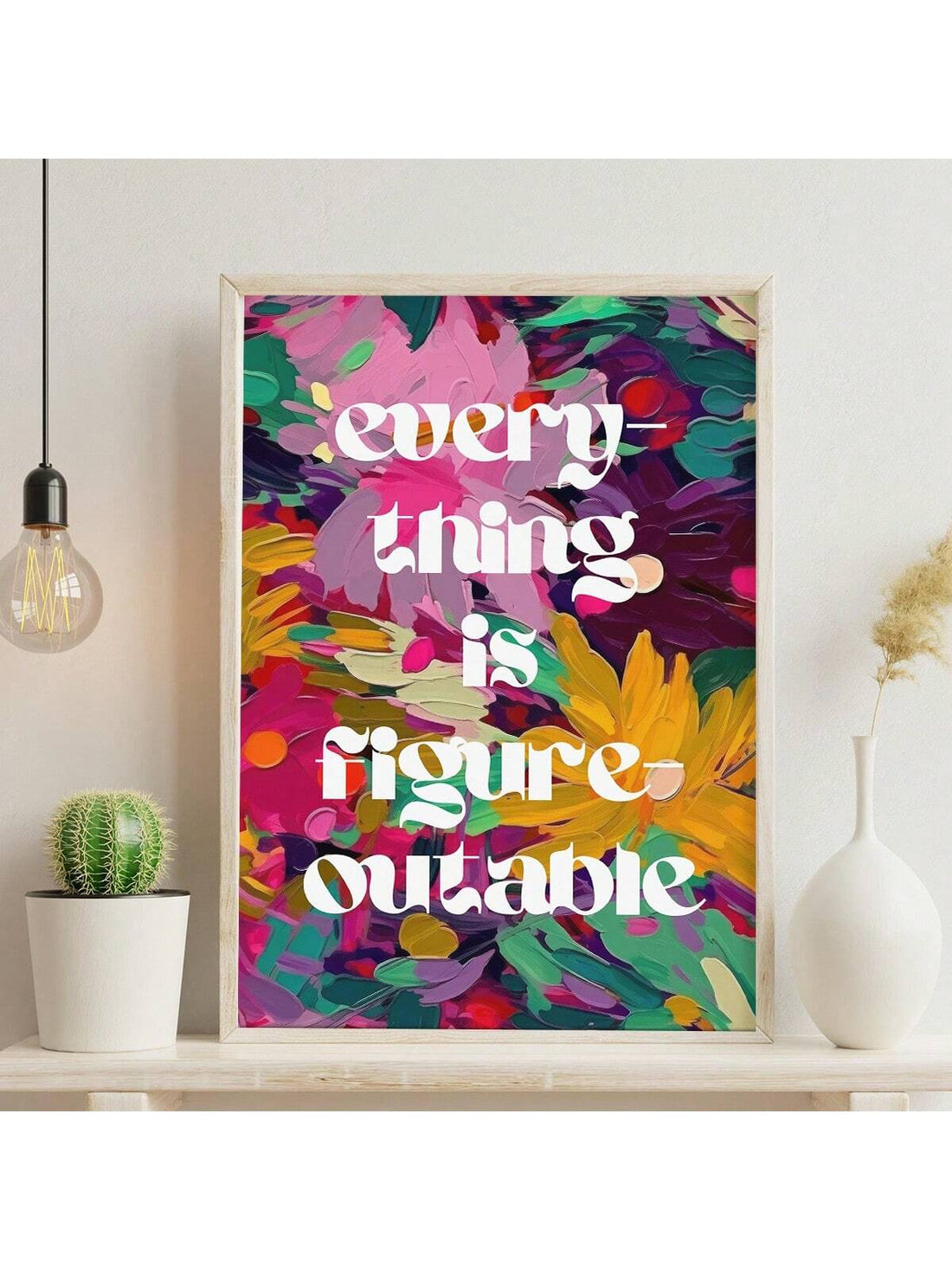 Elevate your living space with this modern framed canvas wall art featuring the inspiring quote "Everything Is Imaginable." Designed to blend seamlessly with contemporary decor, this piece serves as a daily reminder to embrace creativity and possibility. Its high-quality canvas and sleek frame ensure durability and a polished look, making it a sophisticated addition to any room seeking motivation and style.