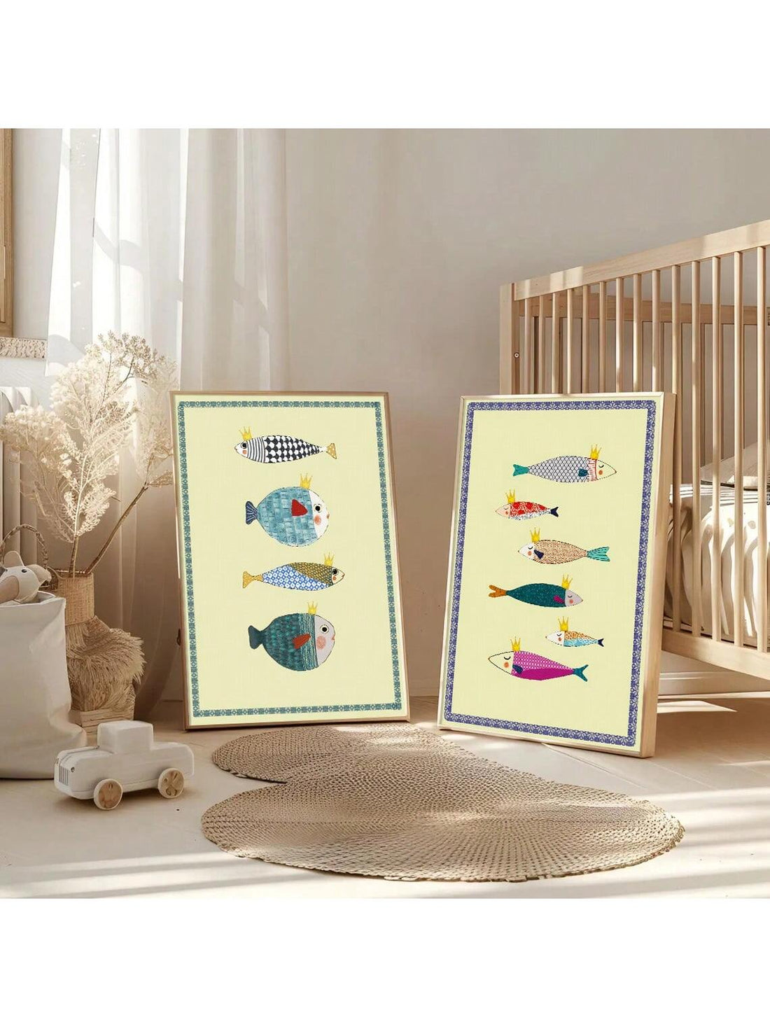 Add a touch of whimsy to your child's room with our Colorful Fish Nursery Wall Art Poster. This minimalist design features vibrant marine animals, perfect for inspiring imagination and creativity. Decorate with confidence, knowing our high-quality print will liven up any space.
