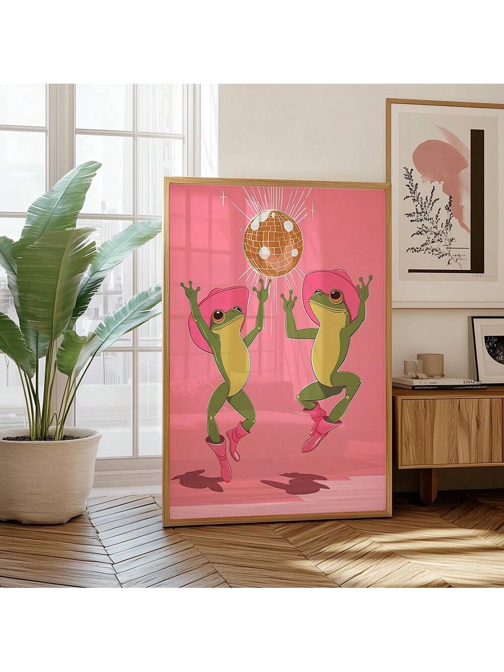 Add a playful yet sophisticated touch to your cowgirl-themed space with this Whimsical Pink Frog Art Print. Featuring a charming dancing frog rendered in soft pink hues, this print blends quirky aesthetics with rustic charm. Perfect for wall decor that balances whimsy and style, it enhances any room with a unique, artistic flair that complements western-inspired interiors. Crafted to inspire joy and creativity, this piece is an expert choice for those seeking distinctive, tasteful cowgirl decor.