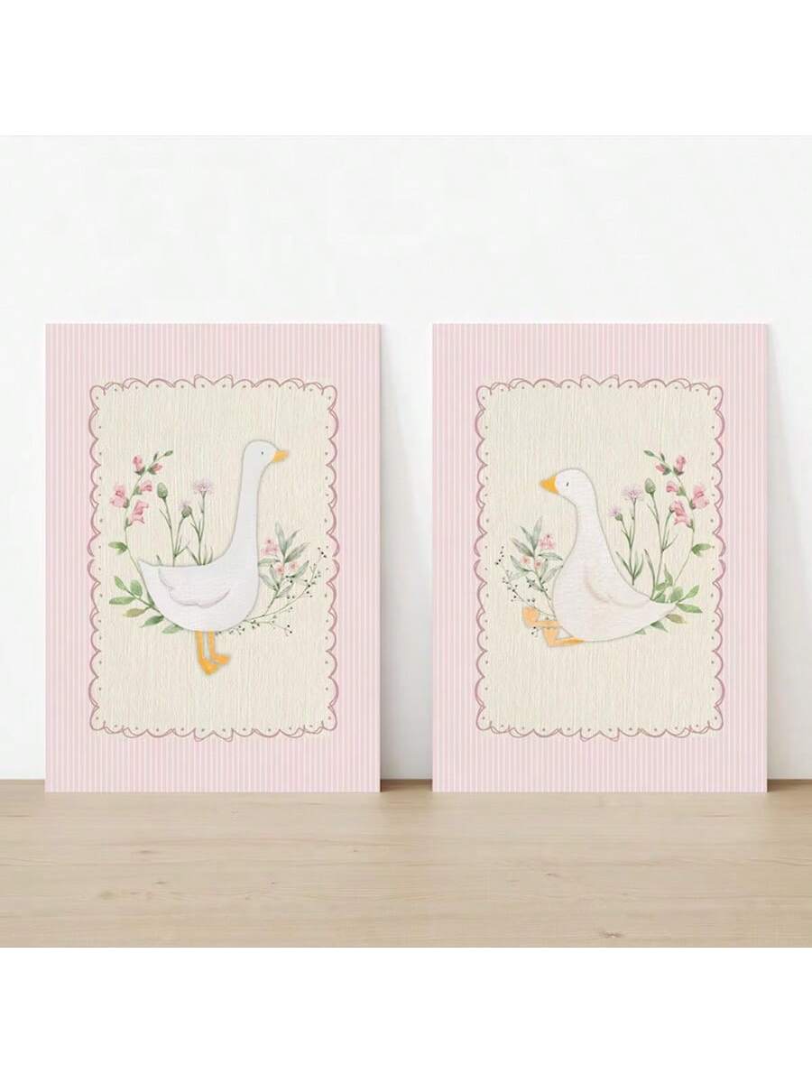 Add a charming touch to your little girl's space with this Vintage Pink Silly Goose Nursery Wall Art. Crafted on high-quality canvas, this adorable print brings a soft, nostalgic vibe perfect for girly bedrooms and nurseries. Its gentle pink tones and whimsical design create a soothing atmosphere that complements a variety of decor styles while inspiring imagination and warmth. Durable and easy to hang, this piece is an expert choice for enhancing your child's room with timeless, playful elegance.