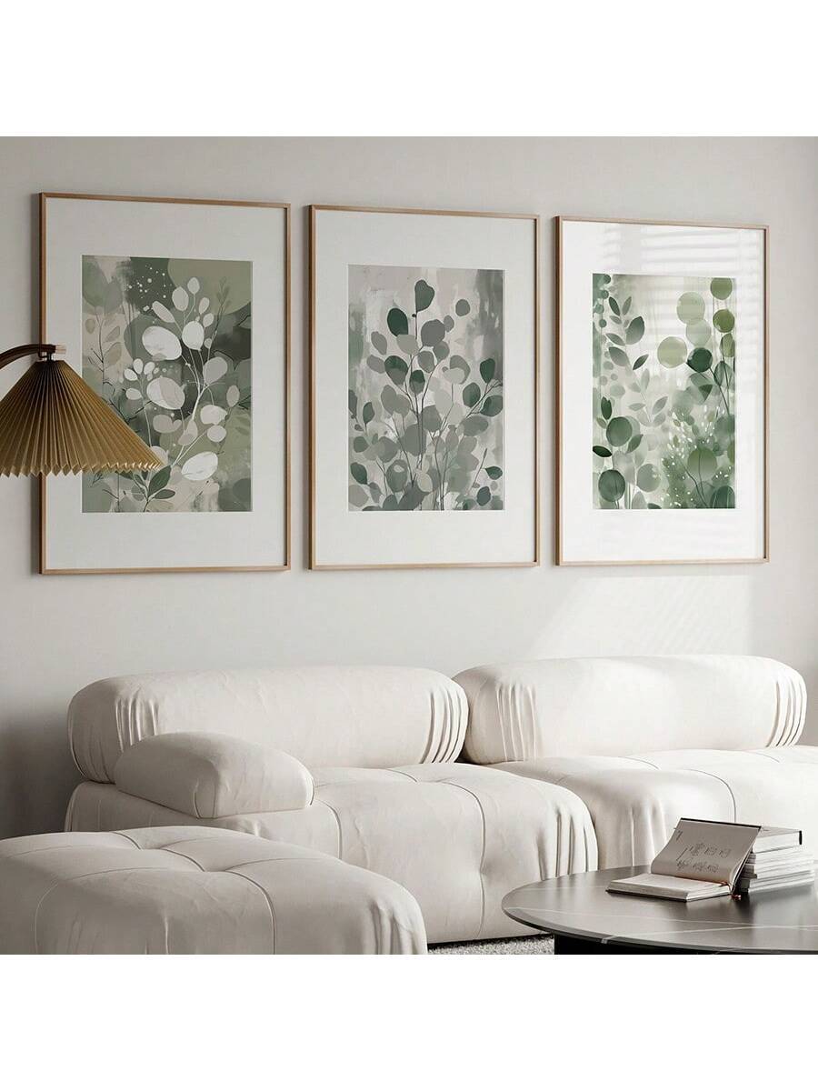 Enhance the modern look of your home decor with our 3-piece canvas print set featuring trendy sage green botanical wall art. The high-quality prints on canvas bring nature into your living space, adding a touch of serenity and sophistication. Elevate your interior design with this stylish and versatile piece.