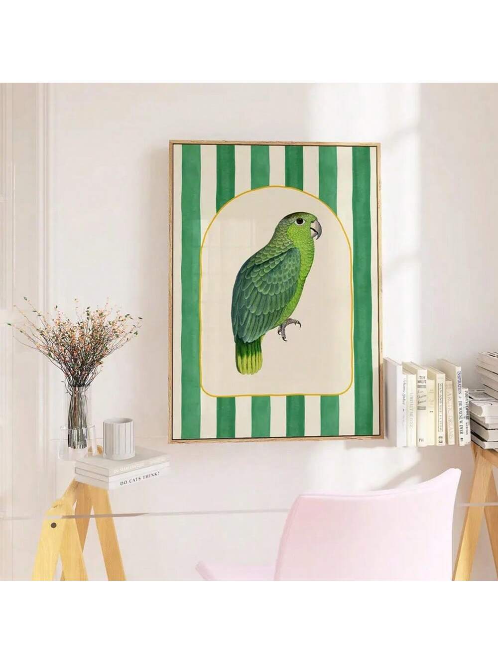 Elevate your living space with this Charming Green Striped Parrot Canvas Print, a perfect blend of minimalist design and vintage charm. Crafted to complement modern home decor, this artwork features clean lines and subtle green tones that bring a refreshing yet sophisticated touch to any room. Ideal for those seeking a tasteful statement piece, it adds character without overwhelming your interior style. Durable and easy to hang, this canvas print is a refined choice for enhancing your environment with exper