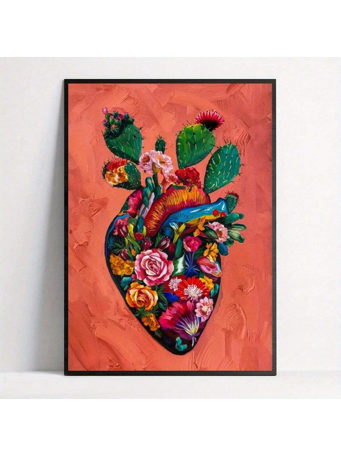 Transform your space with this Vibrant Blooming Heart Canvas Poster, featuring authentic Mexican-inspired artistry. The bold color palette and intricate heart motif create a striking focal point for any room. This premium canvas art piece adds cultural depth and visual interest to eclectic interiors, complementing both modern and traditional décor schemes with its vibrant energy and artistic craftsmanship.