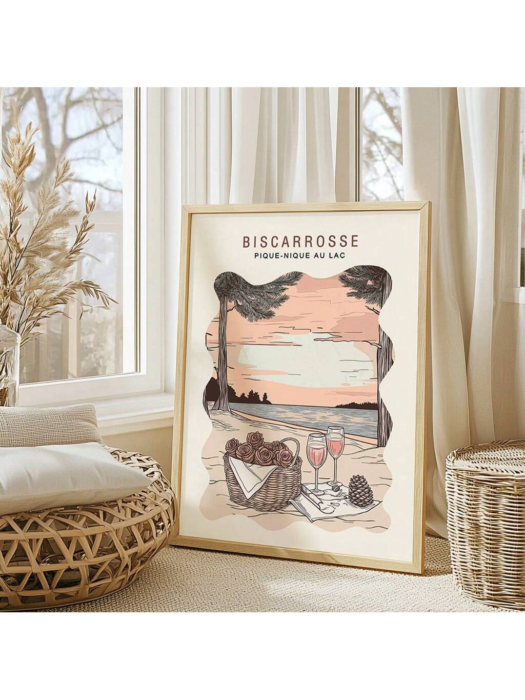 This vintage wall art print captures the nostalgic essence of a picnic at the lake. The retro design adds a cozy touch to any home decor, creating a warm and inviting atmosphere. Add a touch of nostalgia to your space and bring a sense of relaxation with this charming piece.