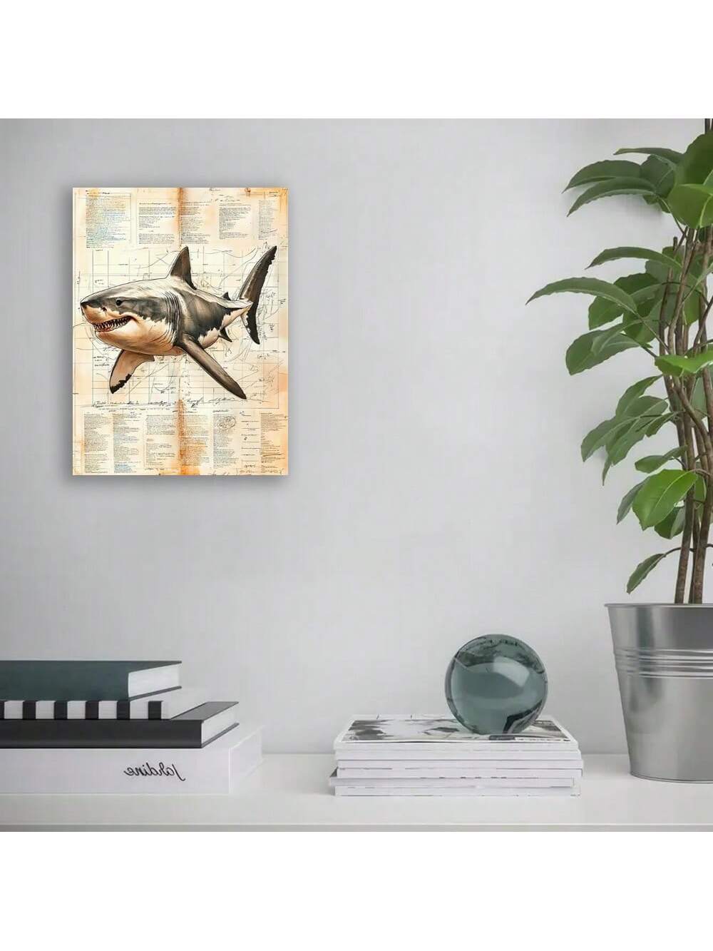 Elevate your living space with this expertly crafted Great White Shark framed canvas art. Featuring a striking, detailed depiction of one of the ocean’s most iconic predators, this piece adds a bold and sophisticated touch to any room. Its high-quality framing ensures durability and a polished finish, making it an ideal choice for those seeking unique and impactful wall decor. Perfect for marine enthusiasts and art collectors alike, this canvas art transforms your home environment with a blend of natural be