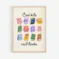 Children’s reading canvas showing playful illustrated books in pastel colors