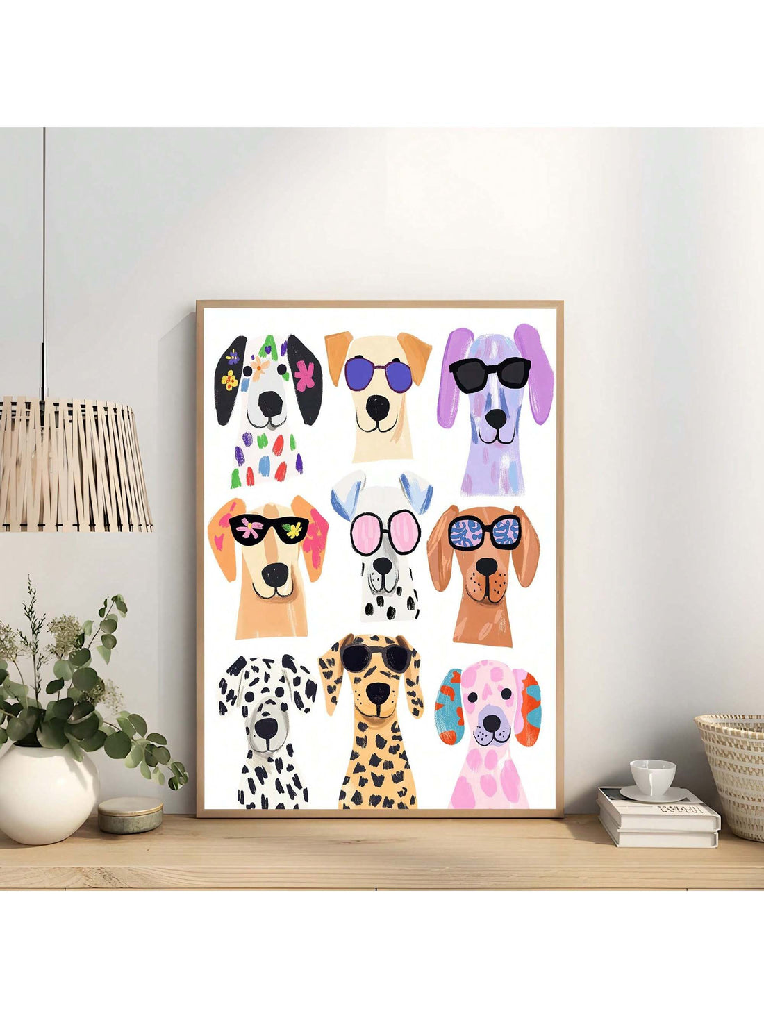 Add a vibrant and playful touch to any space with this Colorful Funny Dog Wall Art. Featuring a cool puppy portrait rendered in bright, eye-catching colors, this canvas print is perfect for kids' rooms or modern home decor. Its lively design brings warmth and personality, making it an ideal choice for dog lovers seeking to brighten their walls with a unique and cheerful statement piece. Durable and easy to hang, this artwork combines fun aesthetics with quality craftsmanship.